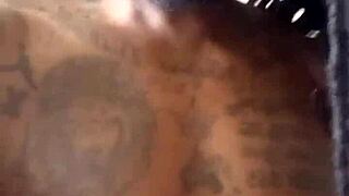 Jacking dick after vibing to drill music with big black cock tattooed and muscular domination?