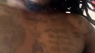 Jacking dick after vibing to drill music with big black cock tattooed and muscular domination?