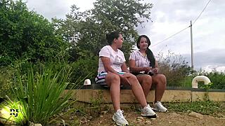 I'm giving oral sex to a latina with big ass in the park, it's so hot!