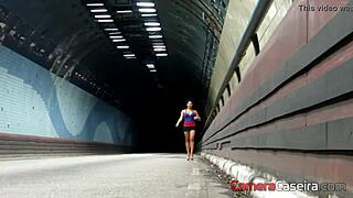 hot girl fucks in tunnel and explains to police