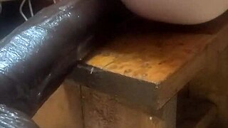 Amateur Uses Huge Hankeys Dildos On Homemade Fucking Machine