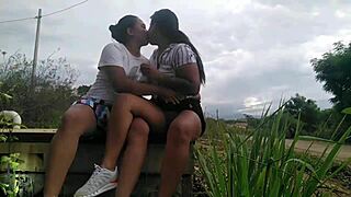 I'm giving oral sex to a latina with big ass in the park, it's so hot!