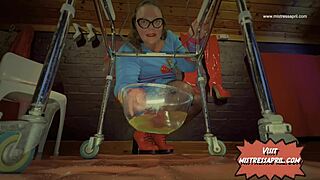 Dominatrix Mistress April serves fresh warm pee outdoors. 🚀