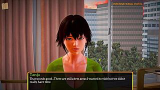 teen redhead and brunette play big tits game