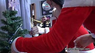 British Lesbians Bent Over in Stockings at Christmas Party