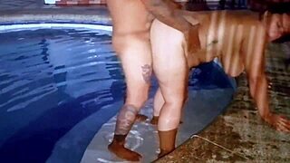 imagine fucking your chubby stepsister outdoors at the pool, her big tits bouncing?