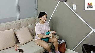 Latina Girl Masturbates Alone Until Stepfather Gives Her Big Cock