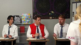 gangbang the sex ed teacher for an a in classroom