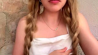 Blonde Babe Waits Horny in Front Yard for Stepdad's Return