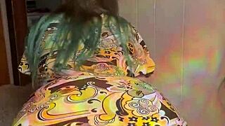 Joan Day wears see-through tights and flaunts her curvy body