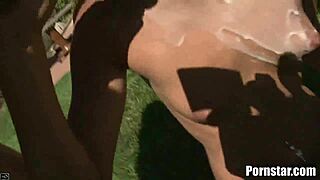 Brunette hottie AJ Estrada participates in outdoor group activity