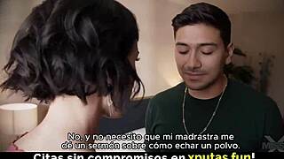 Passionate brunette in stockings enjoys fucking Spanish sub