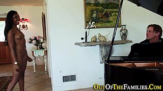 Real stepsis swallows jizz from monster cock