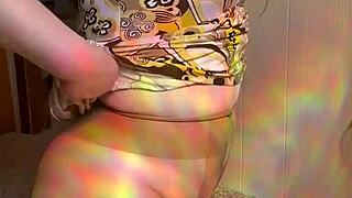 Joan Day wears see-through tights and flaunts her curvy body