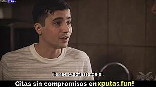 Hot blonde stepmom wants sex, creampie in taboo family, natural tits, spanish sub