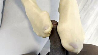 Damn! Horny mature Rita sucks black cock POV