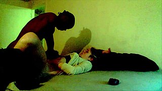 Unhappy ending with tight pussy and big black cock in missionary cum.