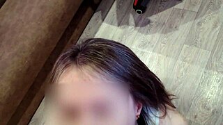 Juicy pov blowjob from a cute babe with small waist.