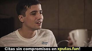 Hot blonde stepmom wants sex, creampie in taboo family, natural tits, spanish sub