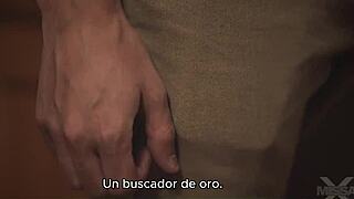 Hot blonde stepmom wants sex, creampie in taboo family, natural tits, spanish sub