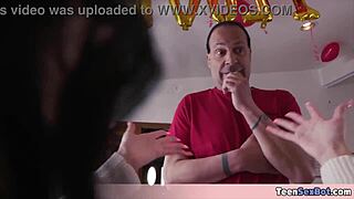 My cute latina stepsis gets her tight pussy filled by machine