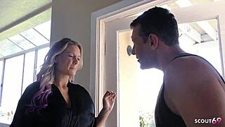 sexy wife in fishnets cheats with rough pounding