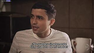 Hot blonde stepmom wants sex, creampie in taboo family, natural tits, spanish sub