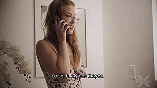 cute busty girl in glasses fucks spanish sub