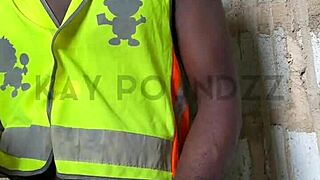 This guy's moaning like crazy during a public jerk off with huge cock