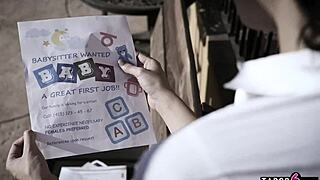 babysitter takes care of the huge cock