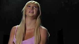 blonde teen sucking monster cock and swallowing cum
