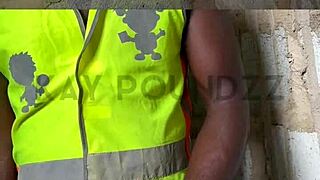 This guy's moaning like crazy during a public jerk off with huge cock