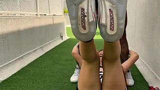 Muscular Coach Fucks His Sexy Blonde Student Outdoors in Wild Session.