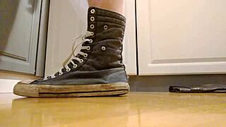 feeling intense orgasms while wearing converse sneakers and masturbating with penis
