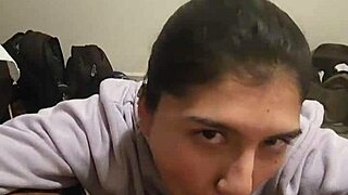 My girlfriend gives quick blowjob, can't let go of dick!