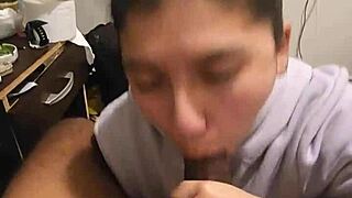 My girlfriend gives quick blowjob, can't let go of dick!