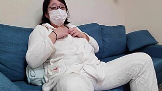 A frustrated housewife indulges in nasty masturbation, exploring her big tits and desires.