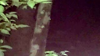 Sneaky outdoor creampie ends the scene