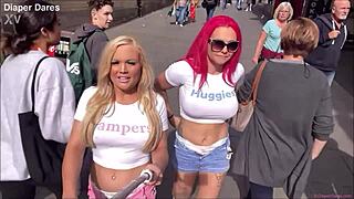 jessica morgan and roxi keogh wear nappies dancing in public game