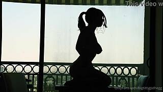 Bigtittygothegg rides a silhouette dildo in a solo session.