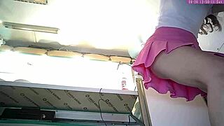 why film that dumb 18yo in pink skirt upskirt?