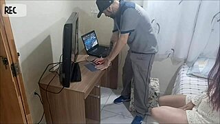 I watch redhead get cum on ass in uniform