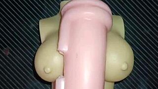 Trio with kissy and dolly gets fucked in pussy and ass, cum on tits