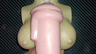 Trio with kissy and dolly gets fucked in pussy and ass, cum on tits