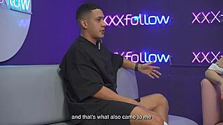 hot interview ends in wild threesome latina milf subdued by maxx betancur and mercilessly kissed by the presenter