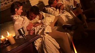 pretty italian maid bent over for anal and pussy licking in venetian inn orgy.