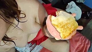 My sex slave enjoys cum on sandwich