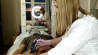 russian beauty shaves her hairless pussy before getting fucked by big cock