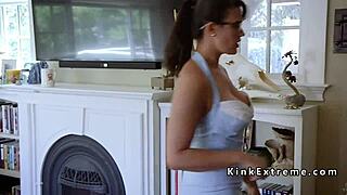 Tied Up 18+ Teen Submits to Throat Banging and Ass Caning in BDSM