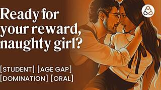 Naughty student distracts professor after class